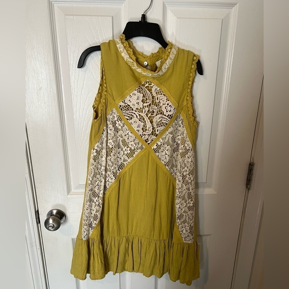 Hayden Los Angeles Green Mini Dress With Lace Size Small